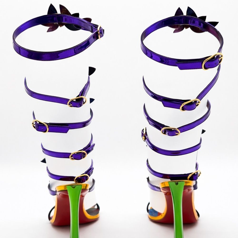 Christian Louboutin Marvel Sea Warrior Gladiator Knee High Sandal Metallic EU 39 - Picture 4 of 15